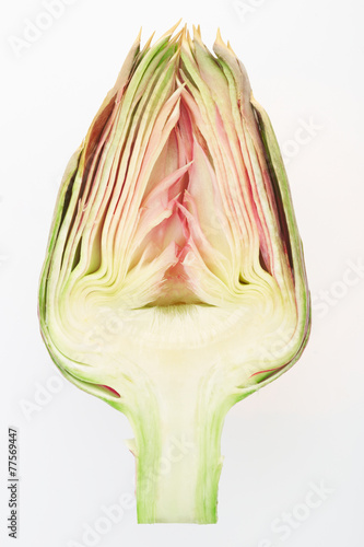 Artichoke section on white, clipping path