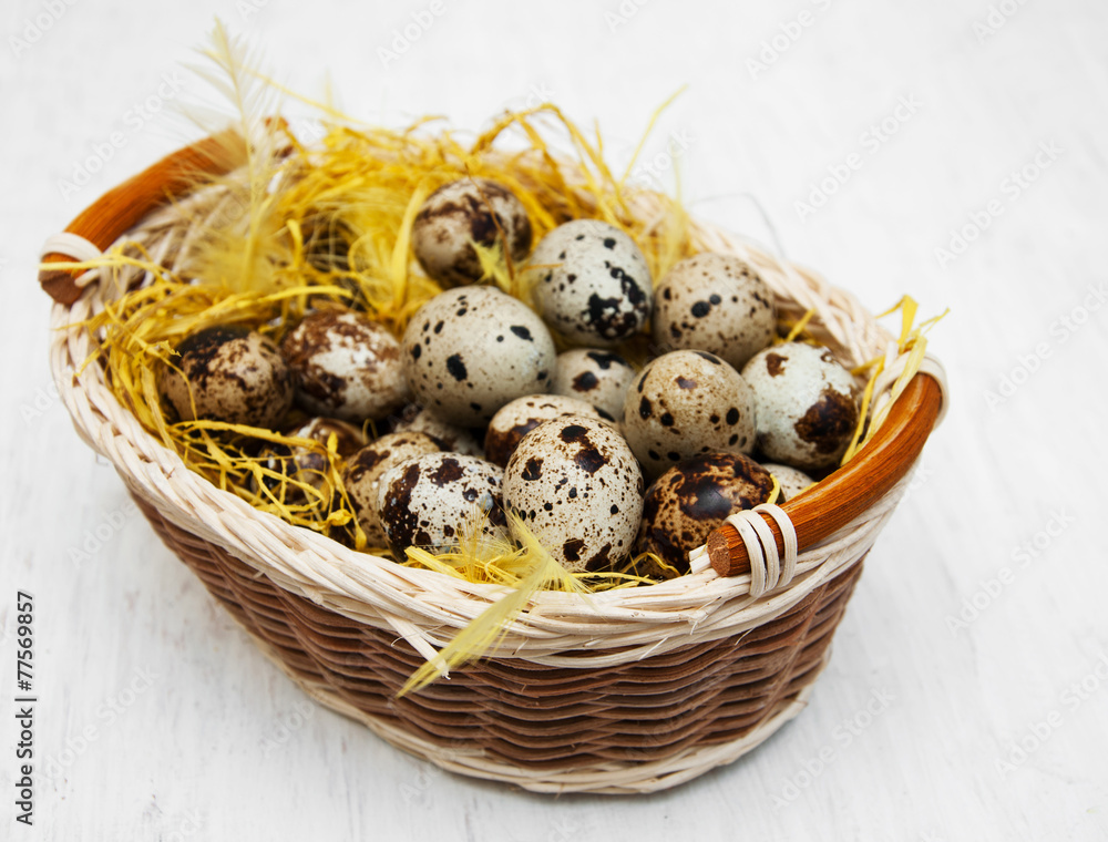 Obraz premium Quail eggs in basket