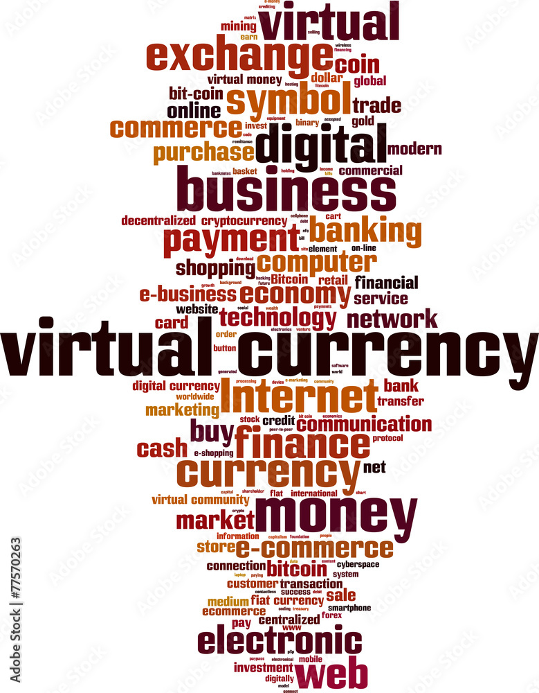 Virtual currency word cloud concept. Vector illustration