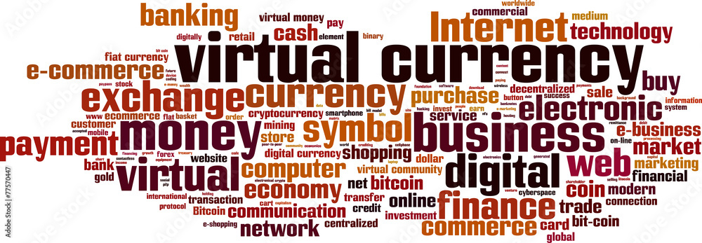 Virtual currency word cloud concept. Vector illustration