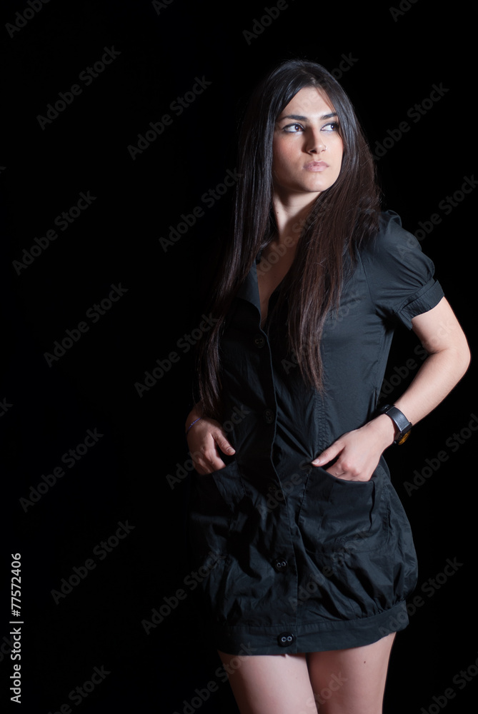 Cute lady in dark studio, nice portrait Cute lady in dark studio, nice portrait