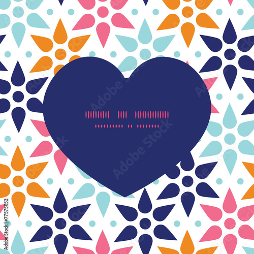 Vector abstract colorful stars heart silhouette pattern frame