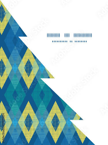 Vector colorful fabric ikat diamond Christmas tree silhouette