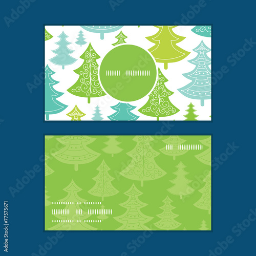 Vector holiday christmas trees vertical round frame pattern