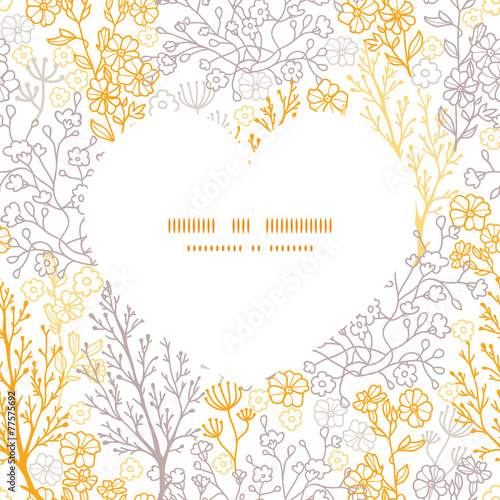 Vector magical floral heart silhouette pattern frame