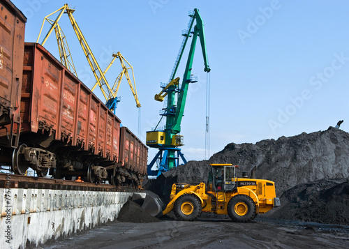 Unloading coal at the port of Nakhodka.