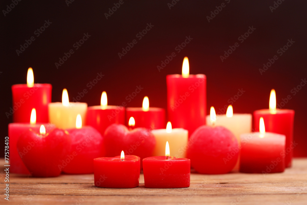 Romantic gift with candles, love concept Romantic gift with candles, love concept