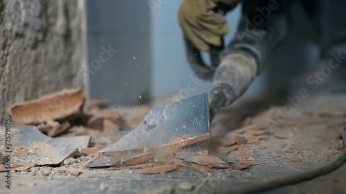 Huge drill destroying ceramic tiles