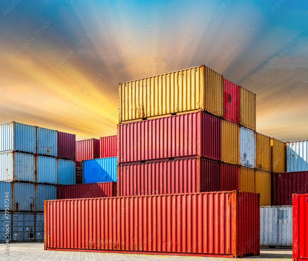 Fototapeta premium industrial port with containers
