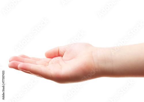 Child hand isolated on white