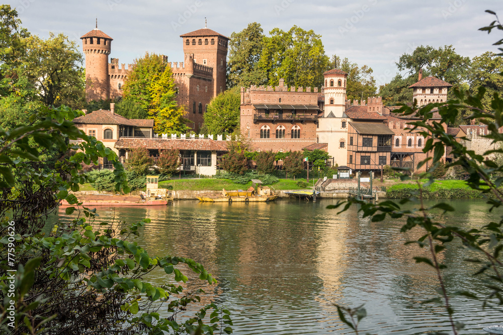 Fototapeta premium Castle along the river, Turin