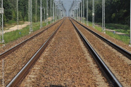The railway line. Electric traction. Tracks for trains