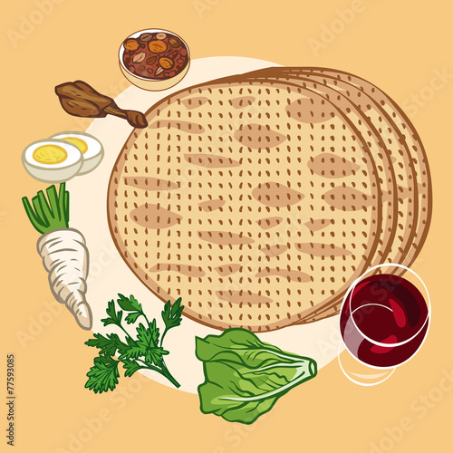 Funny Happy Jewish Passover greeting card. Vector illustration