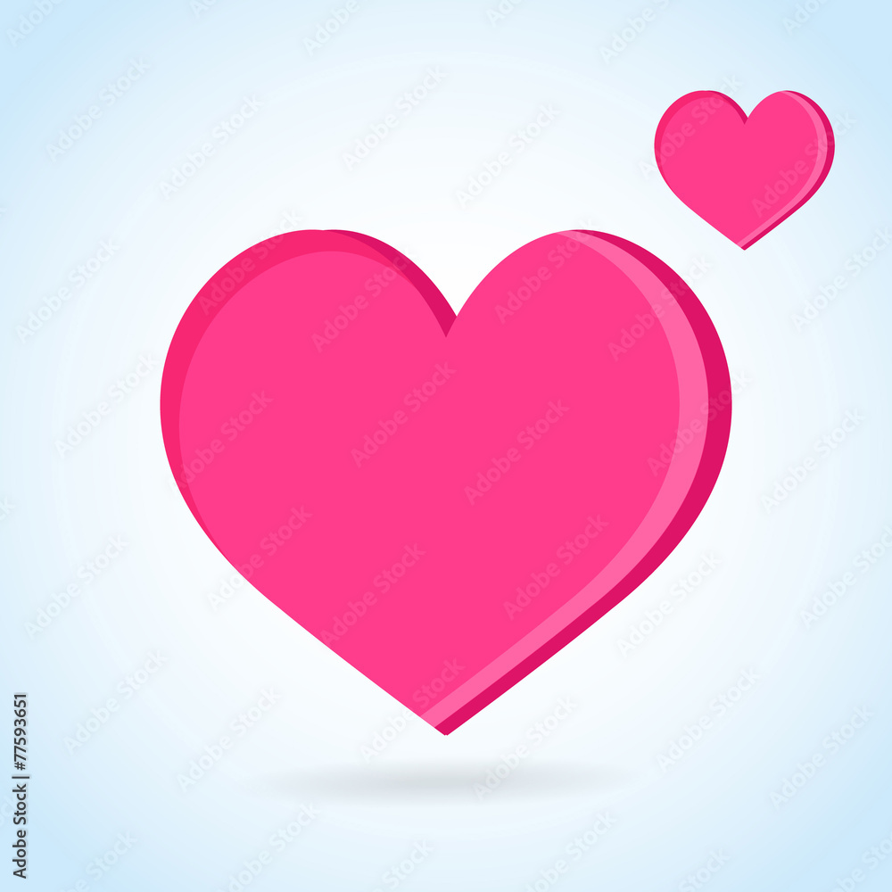 Vector hearts on blue background