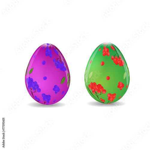 Illustration of easter eggs decorated with berries