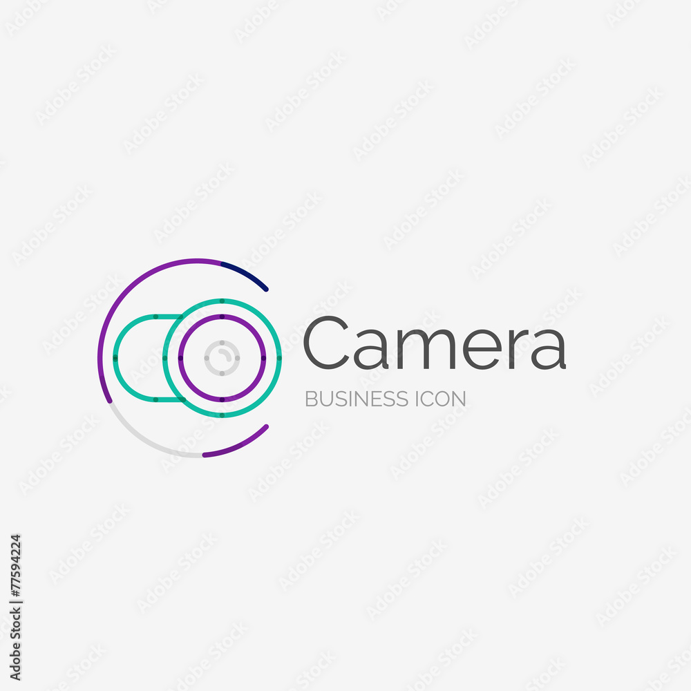 Thin line neat design logo, camera concept Thin line neat design logo, camera concept