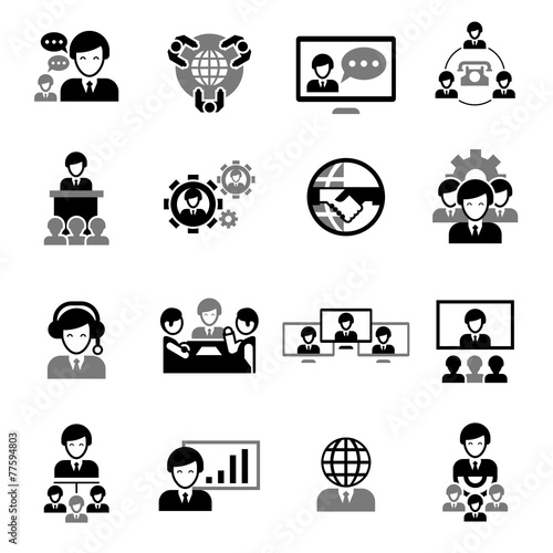 Business Meeting Icons Black