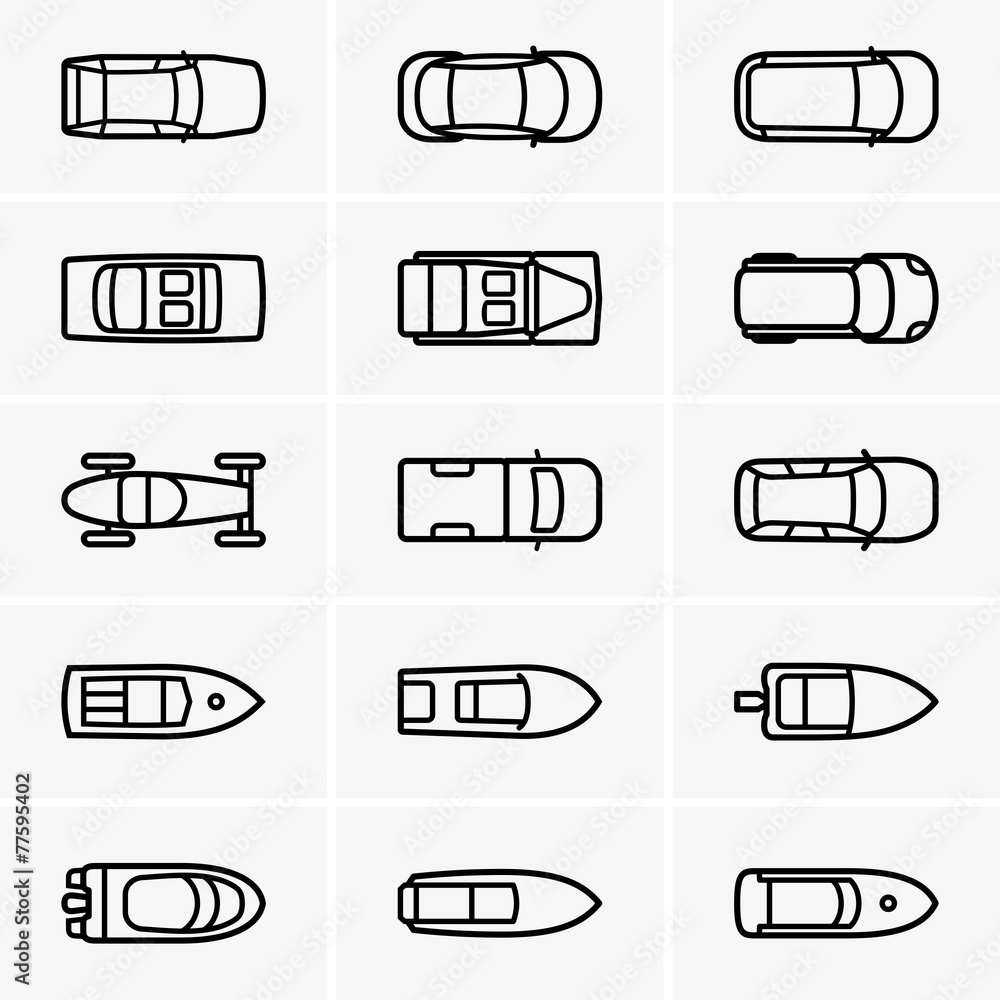 Obraz premium Cars and boats top view