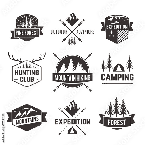Tourism emblems labels set