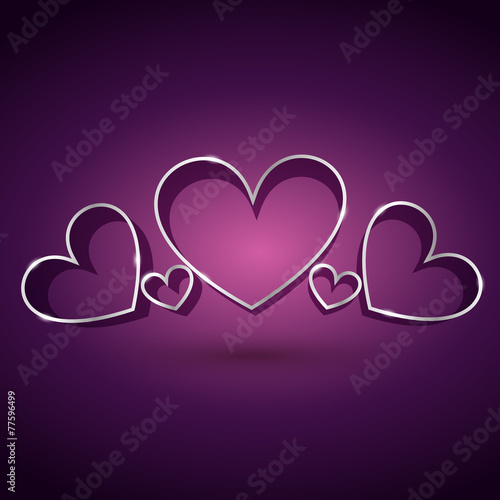 attractive heart background in purple background