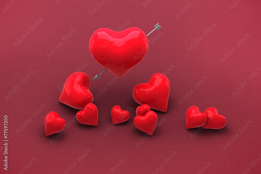 Obraz premium Composite image of red love hearts