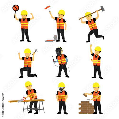 Construction Engineer Worker Builder Set Two