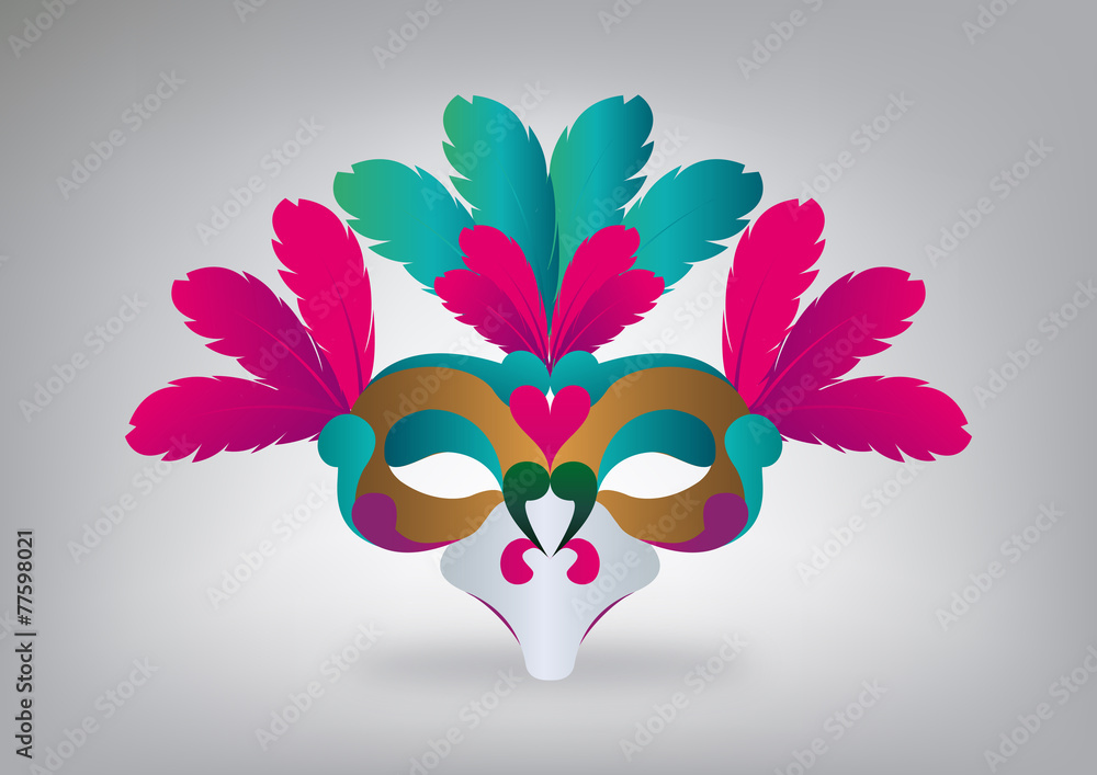 Maschera di Carnevale con piume colorate Stock Vector | Adobe Stock