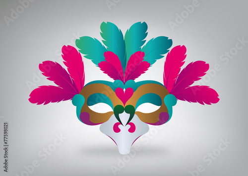 Maschera di Carnevale con piume colorate