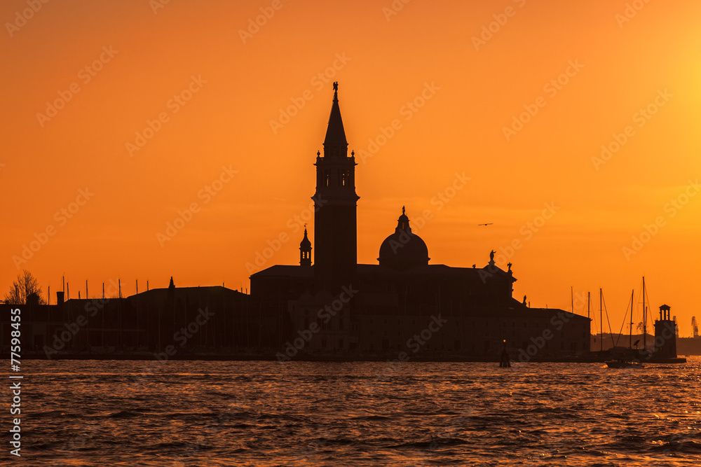 Silhouette of San Girogio Maggiore Church in Venice