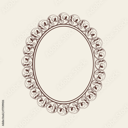 Beautiful floral design decorated frame in oval shape.