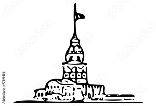 maidens tower Turkish kiz Kulesi sketch istanbul Turkey