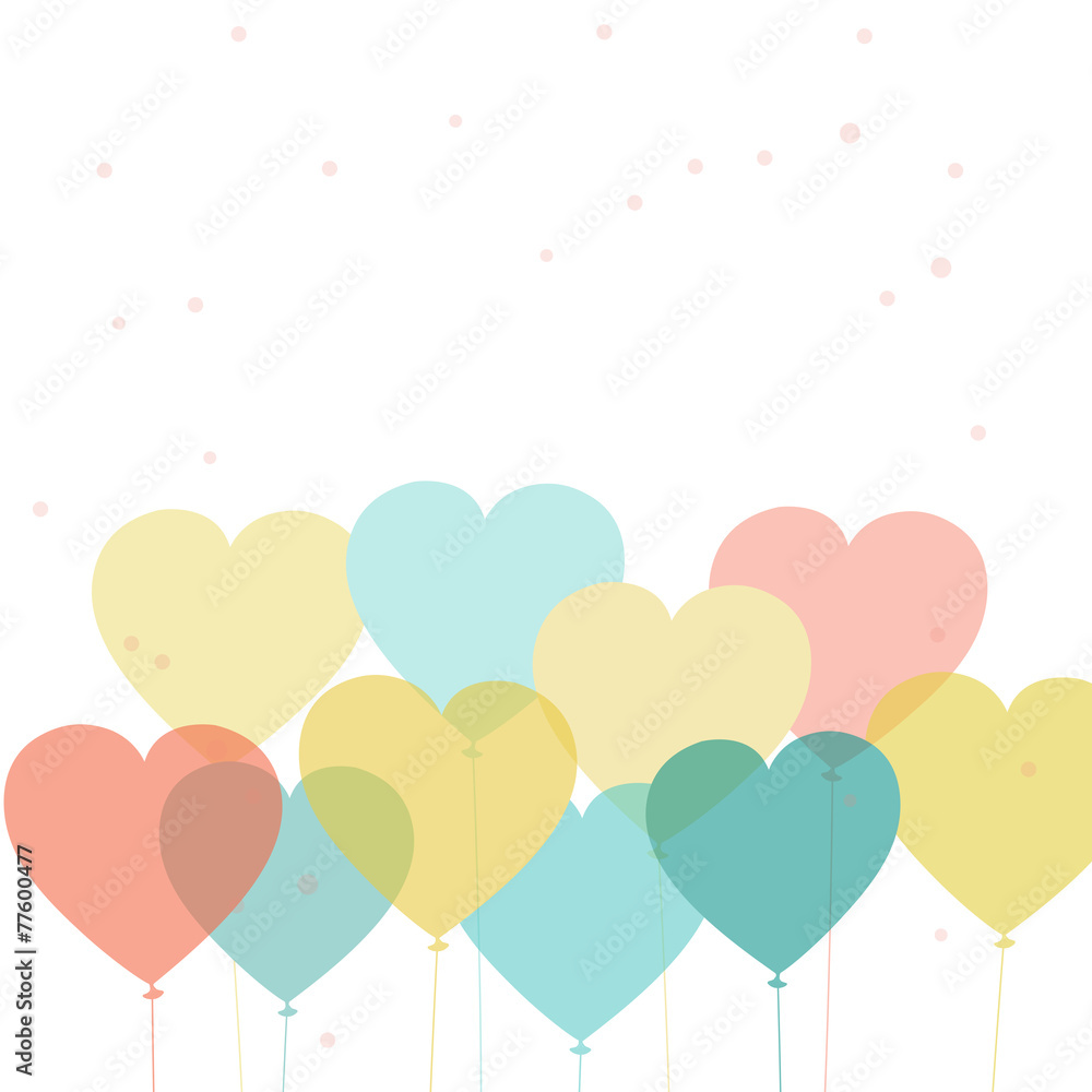 Happy Valentines Day celebration greeting card with hearts.