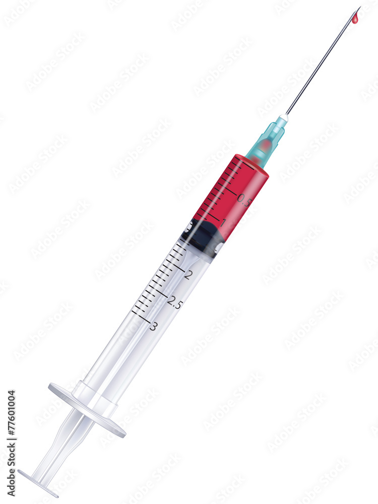Syringe full of blood, isolated. Vector illustration Syringe full of blood, isolated. Vector illustration