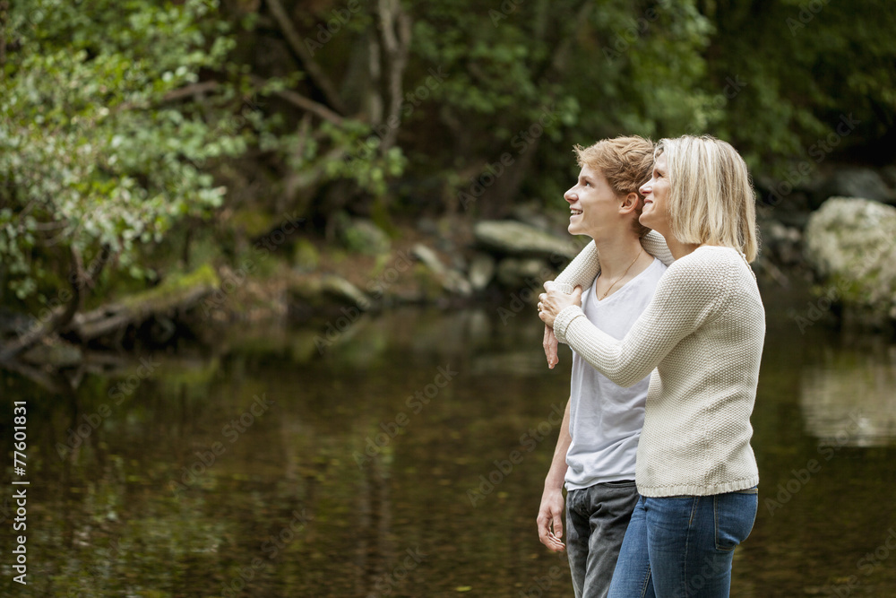 Mother and son enjoying in a park Mother and son enjoying in a park