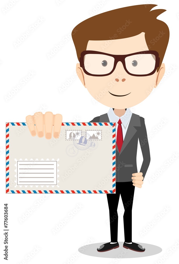 Modern postman delivered a letter to you, vector illustration Modern postman delivered a letter to you, vector illustration