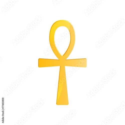Golden Ankh symbol. Crux Ansata. Ancient Egyptian character.