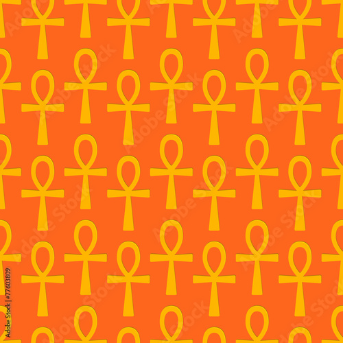 Egyptian seamless pattern with Ankh, an Egypt cross. 