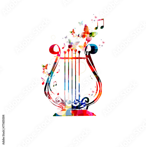 Colorful music background. Lyra design vector.