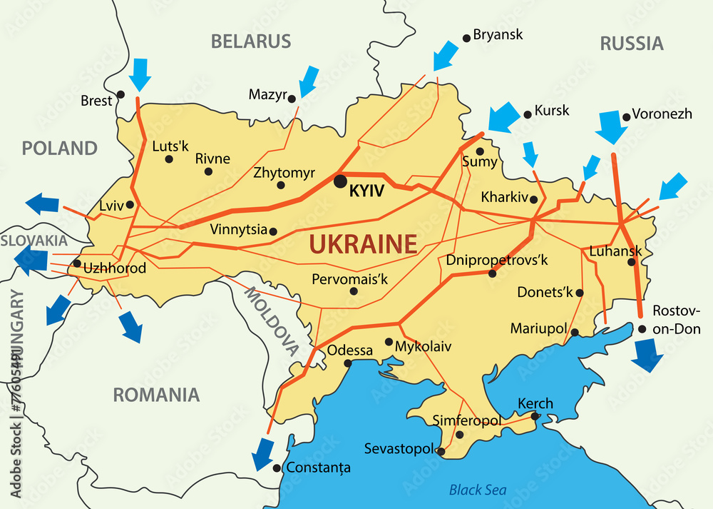 Ukrainian gas transportation system - vector
