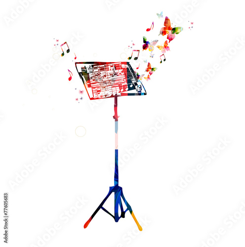 Abstract music background with butterflies