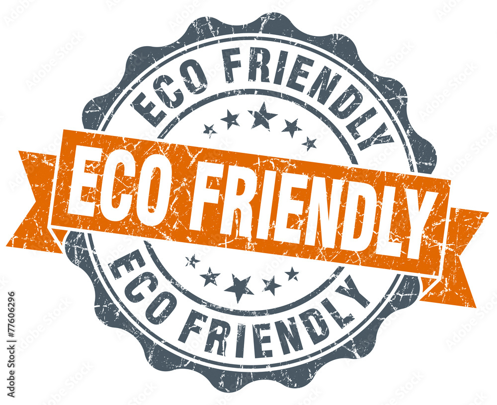 Obraz premium eco friendly orange vintage seal isolated on white