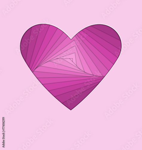 hand-made paper folding heart isolated on violet background