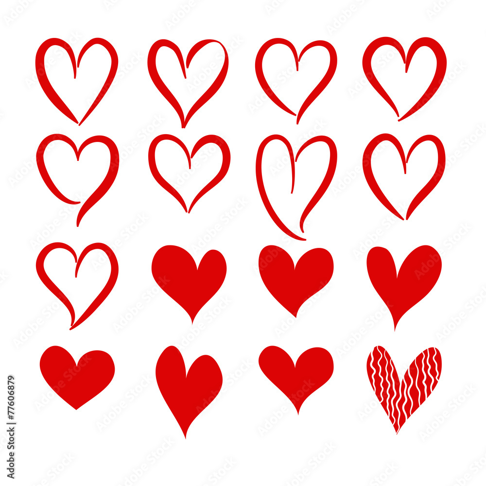 set of red heart  vector