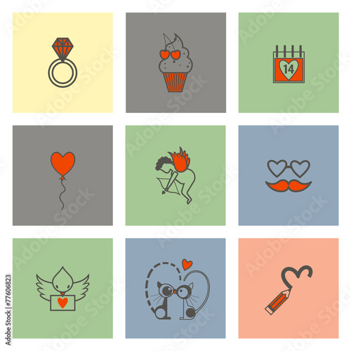 Wallpaper Mural Happy Valentines Day Icons Torontodigital.ca