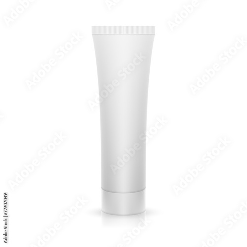 The plastic tube on glossy surface.