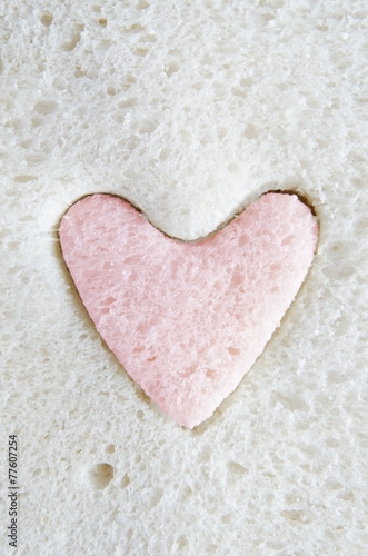 White Bread  with Pink Heart Cut Out photo