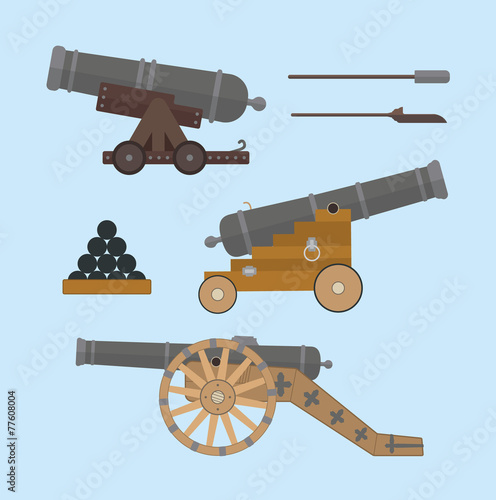 Cannons flat style. EPS8.