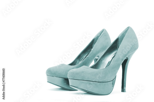 Womens high heels on white background
