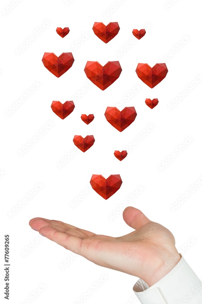 Composite image of hand presenting Composite image of hand presenting