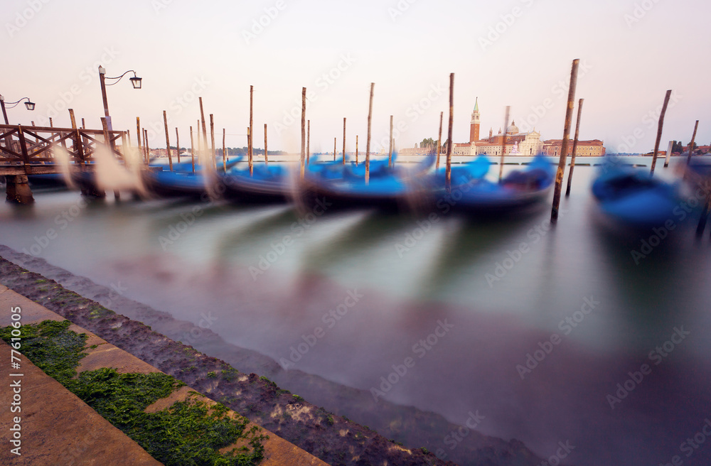 Traditional Venice gondolas